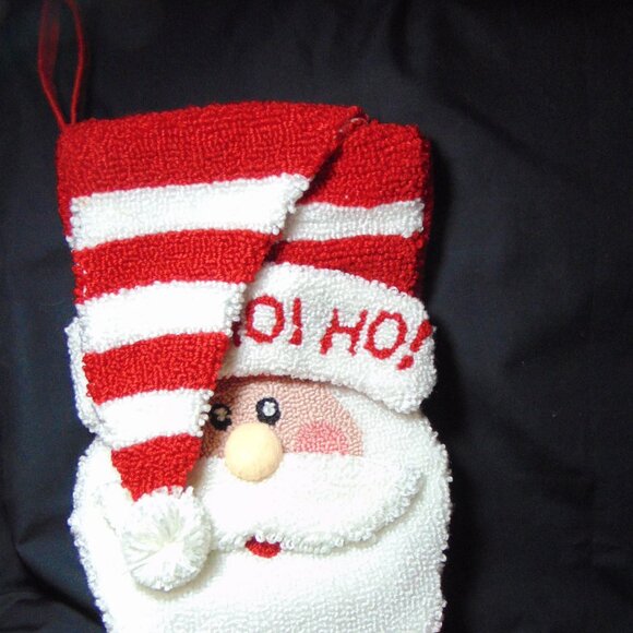 Santa Claus Stocking, Hook and Loop 3D, 19 in long x 8 in wide, Hook, Fillable - Picture 3 of 12